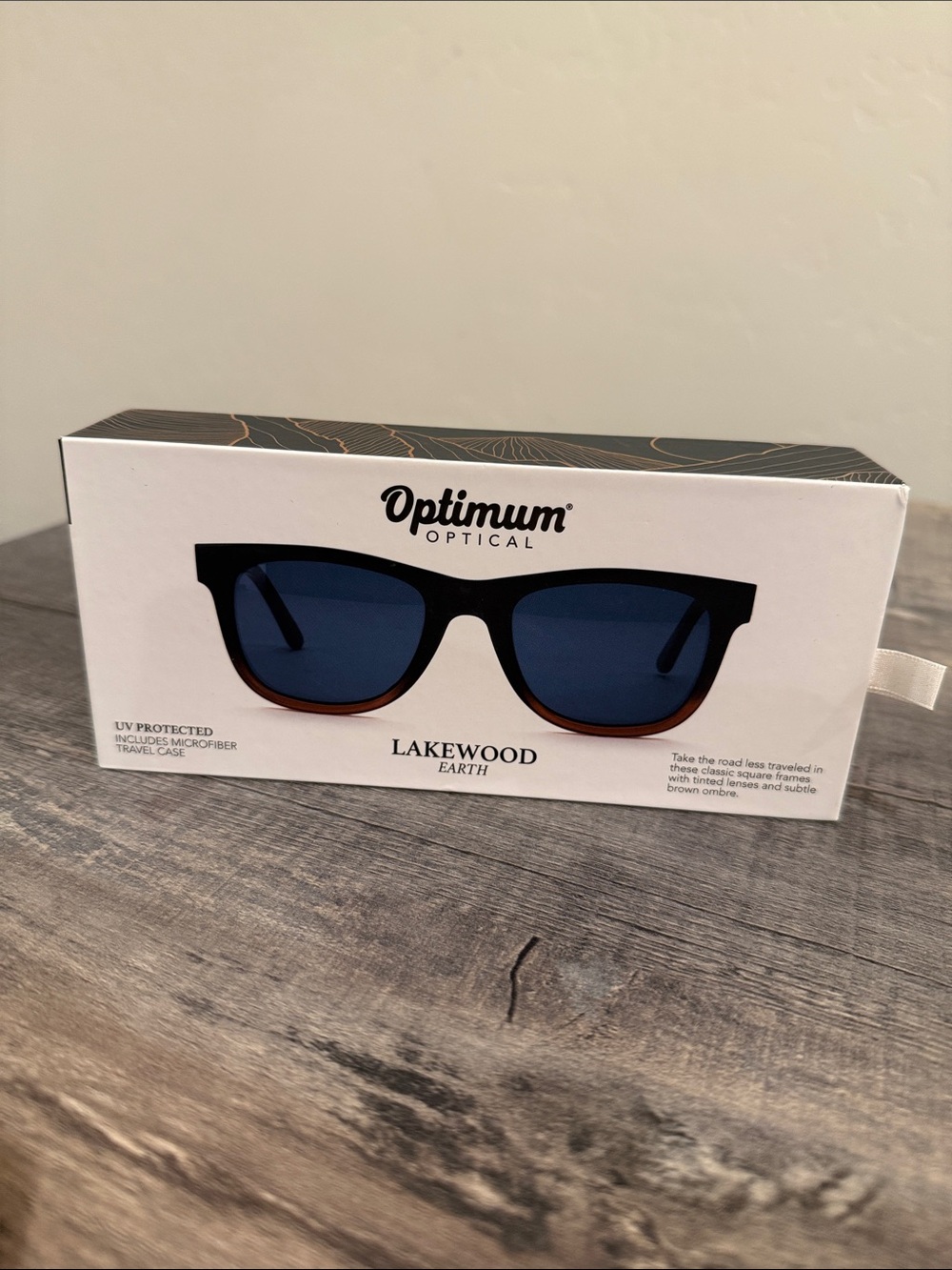 Optimum Optical Lakewood Earth Sunglasses - Black & Brown Frame with Blue Lenses
